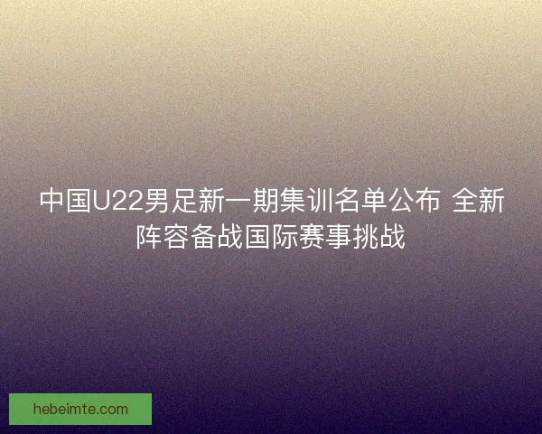 中国U22男足新一期集训名单公布 全新阵容备战国际赛事挑战